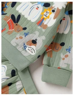 Jack & Milly Ellis Quilted Pyjama Set with Best In Show Print in Green
