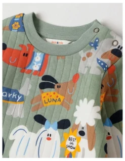 Jack & Milly Ellis Quilted Pyjama Set with Best In Show Print in Green