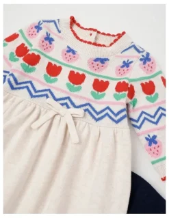 Jack & Milly Emily Knitted Strawberry Intarsia Dress & Tights Set