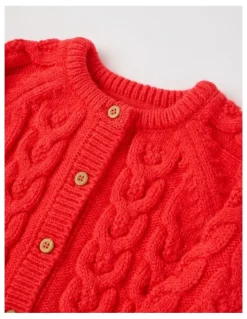 Jack & Milly Emma Cable Knit Cardigan in Red