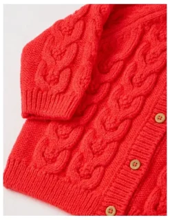 Jack & Milly Emma Cable Knit Cardigan in Red