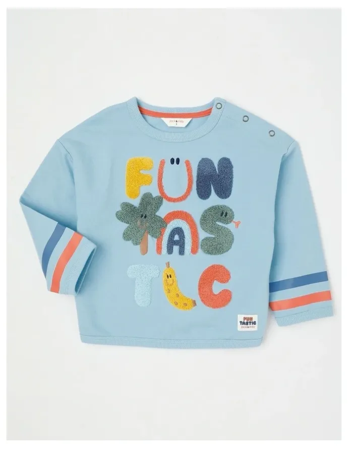 Jack & Milly Ernie Funtastic Boucle Sweat Top in Blue