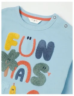 Jack & Milly Ernie Funtastic Boucle Sweat Top in Blue