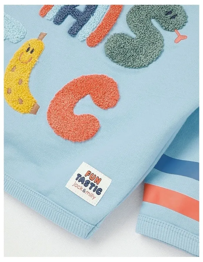 Jack & Milly Ernie Funtastic Boucle Sweat Top in Blue