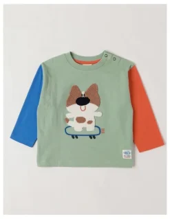 Jack & Milly Essentials Arlo Colourblocked Doggo Skater Boucle Tee in Sage