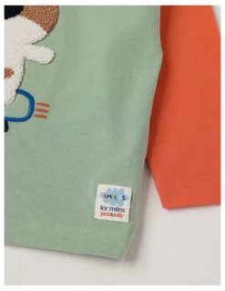 Jack & Milly Essentials Arlo Colourblocked Doggo Skater Boucle Tee in Sage