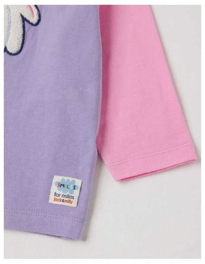Jack & Milly Essentials Arlo Colourblocked Best In Show Boucle Tee in Lilac