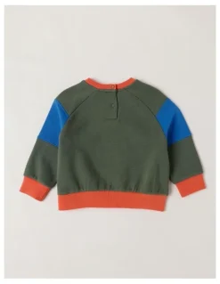 Jack & Milly Essentials Bailey Raglan Sleeve Sweat Top with Doggo Boucle in Green