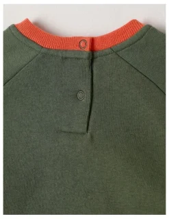 Jack & Milly Essentials Bailey Raglan Sleeve Sweat Top with Doggo Boucle in Green