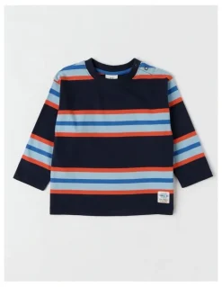 Jack & Milly Essentials Jack Engineered Stripe Tee in Navy