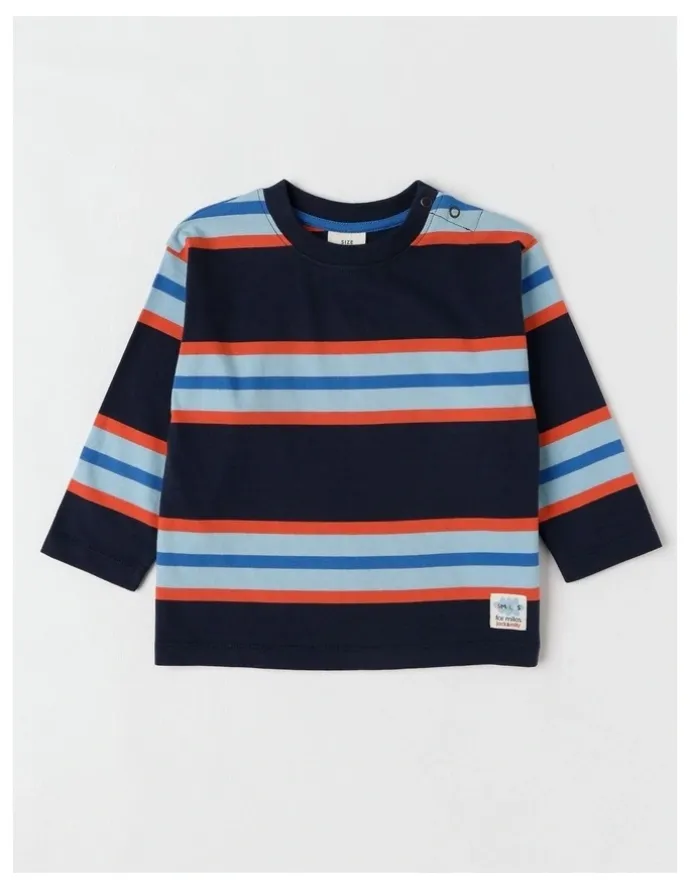 Jack & Milly Essentials Jack Engineered Stripe Tee in Navy