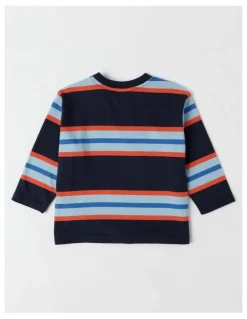 Jack & Milly Essentials Jack Engineered Stripe Tee in Navy