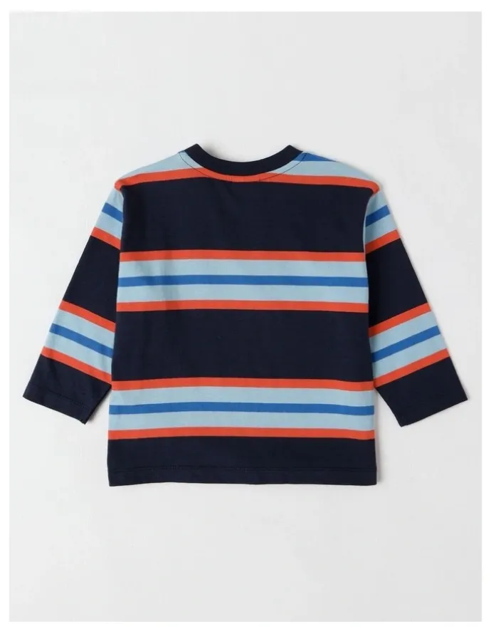 Jack & Milly Essentials Jack Engineered Stripe Tee in Navy