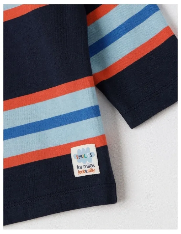 Jack & Milly Essentials Jack Engineered Stripe Tee in Navy