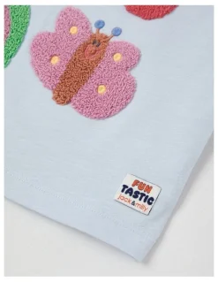 Jack & Milly Essentials Lucky Summer Fun Boucle Tee in Blue and Pink
