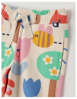 Jack & Milly Essentials Lucky Trackpants with Happy Days Print in Oat Marle