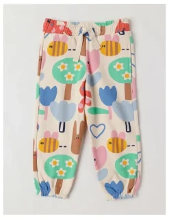 Jack & Milly Essentials Lucky Trackpants with Happy Days Print in Oat Marle