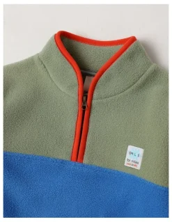 Jack & Milly Essentials Pedro Microfleece 1/4 Zip Sweat with Tree Pocket in Blue