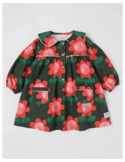Jack & Milly Eva Baby cord Dress with Bee Print in Green