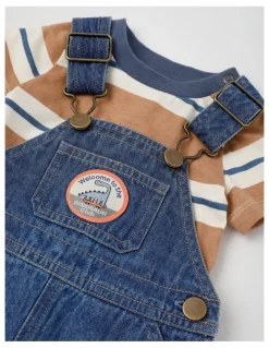 Jack & Milly Fitzy Denim Overall & Stripe Tee Set in Denim