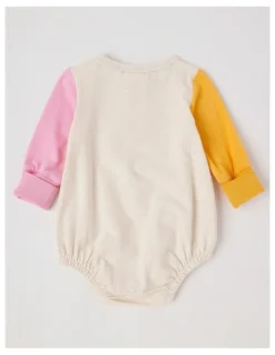 Jack & Milly Freddie Newborn Bodysuit with Kitty Cat Boucle in Pink and Oatmeal
