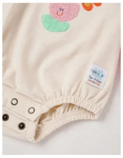 Jack & Milly Freddie Newborn Bodysuit with Kitty Cat Boucle in Pink and Oatmeal