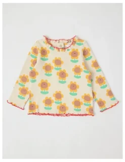 Jack & Milly Ginger Denim Pinny with Sunflower Print Rib Tee in Denim