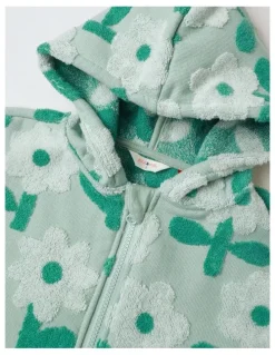 Jack & Milly Ginger Swim Hooded Daisy Jacquard Poncho in Sage