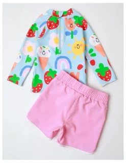 Jack & Milly Kai Long Sleeve Rash Vest and Boardshort Set in Light Blue
