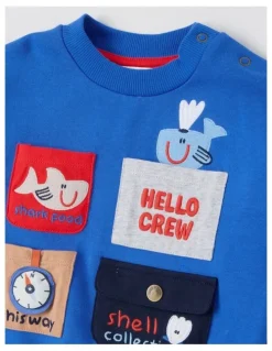 Jack & Milly Leo Novelty Pocket Sweat Top in Blue