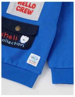 Jack & Milly Leo Novelty Pocket Sweat Top in Blue