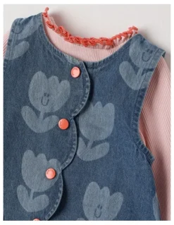 Jack & Milly Lucy Tulip Denim Pinny with Rib Tee Set in Denim