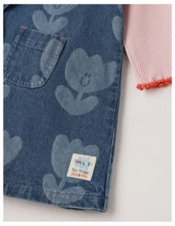 Jack & Milly Lucy Tulip Denim Pinny with Rib Tee Set in Denim
