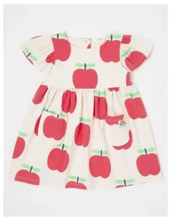 Jack & Milly Marnie Kinder Dress in Apple Print in Oat Marle