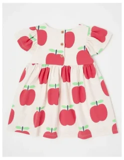 Jack & Milly Marnie Kinder Dress in Apple Print in Oat Marle