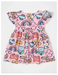 Jack & Milly Marnie Kinder Dress with Characters Print in Pink