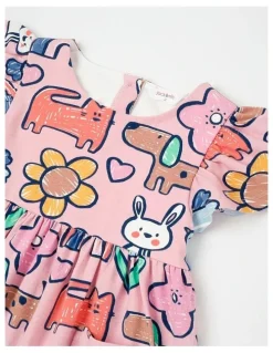 Jack & Milly Marnie Kinder Dress with Characters Print in Pink