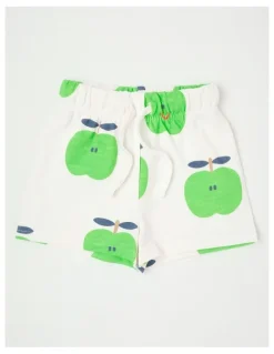 Jack & Milly Mazzy Terry Top & Bottom Set with Little Apple Print in White