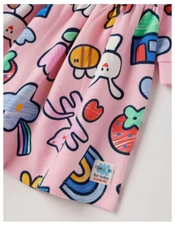 Jack & Milly Meggie Fleece Kinder Dress with My Favourite Things Print in Pink