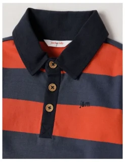 Jack & Milly Miles Stripe Rugby Tee with Embroidery in Navy