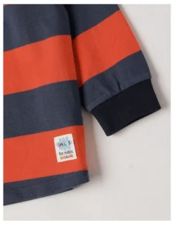 Jack & Milly Miles Stripe Rugby Tee with Embroidery in Navy