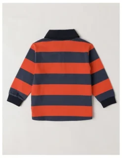 Jack & Milly Miles Stripe Rugby Tee with Embroidery in Navy