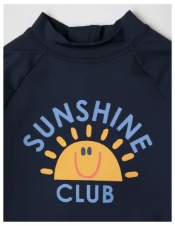 Jack & Milly Murray Long Sleeve Rash Vest and Boardshort Set in Navy Sunshine