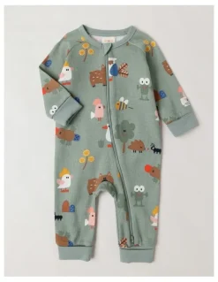 Jack & Milly Naturals Newborn Jude Waffle Coverall in Sage