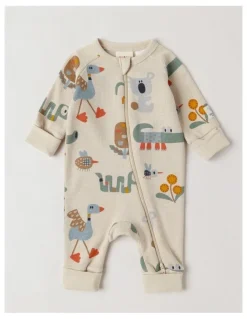 Jack & Milly Naturals Newborn Jude Waffle Coverall in Oatmeal