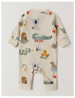Jack & Milly Naturals Newborn Jude Waffle Coverall in Oatmeal