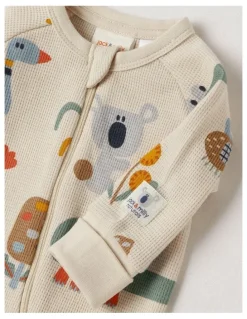 Jack & Milly Naturals Newborn Jude Waffle Coverall in Oatmeal