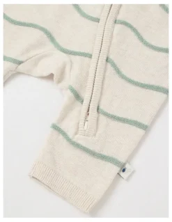 Jack & Milly Naturals Newborn Scooter Wavy Knit Coverall in Sage