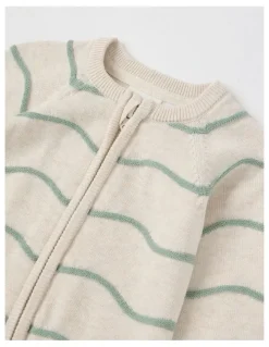 Jack & Milly Naturals Newborn Scooter Wavy Knit Coverall in Sage