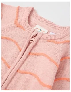 Jack & Milly Naturals Newborn Scooter Wavy Knit Coverall in Pink